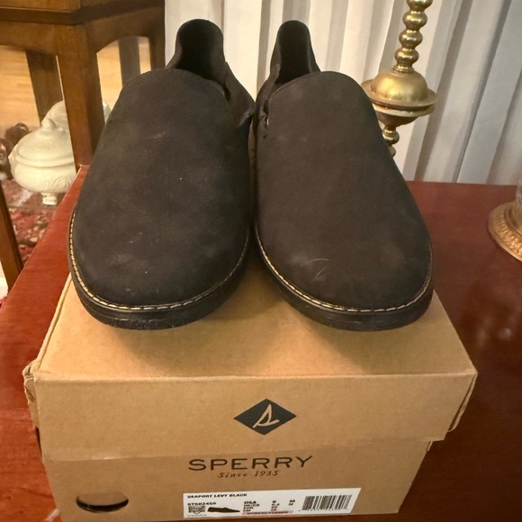 Sperry Seaport Levy Black Suede Leather Womens Loafers New Size 9 - Picture 2 of 6